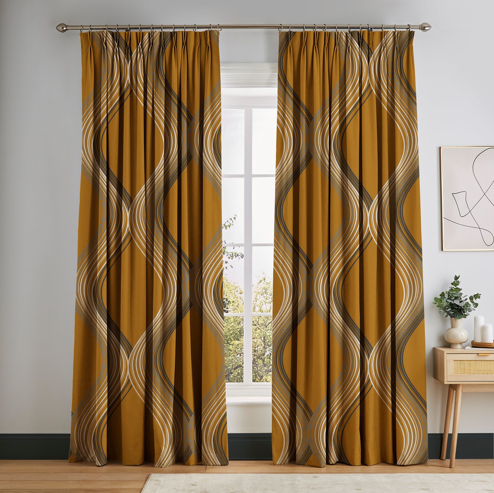 Euphoria Yellow Curtains in a Roomset