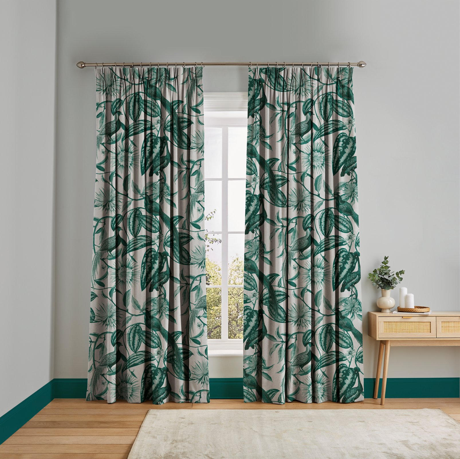 Amherst's Garden Teal Sage Curtains - 120759cur_ROOMSET_01.jpg