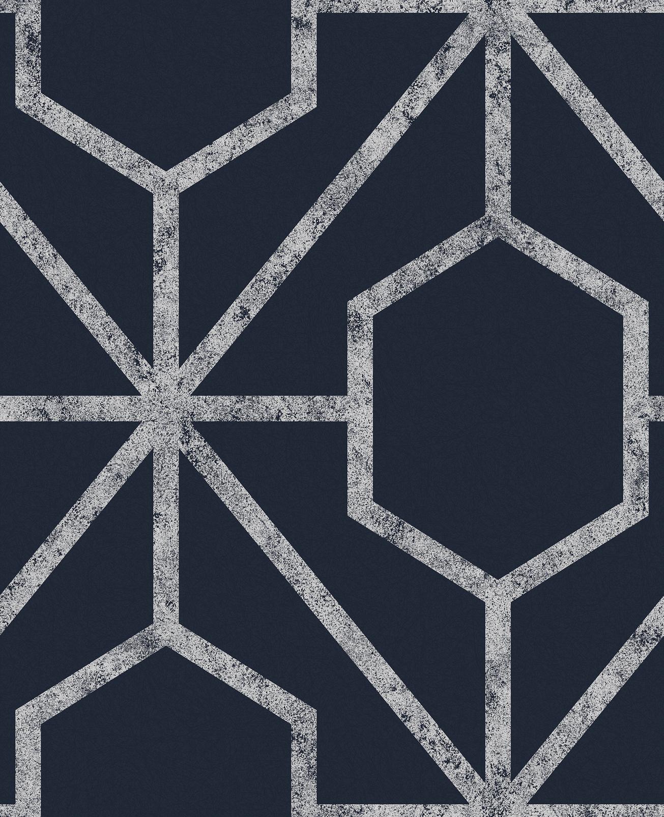 Rinku Navy & Silver Wallpaper - 112200_TILE_RINKU NAVY & SILVER_01.jpg