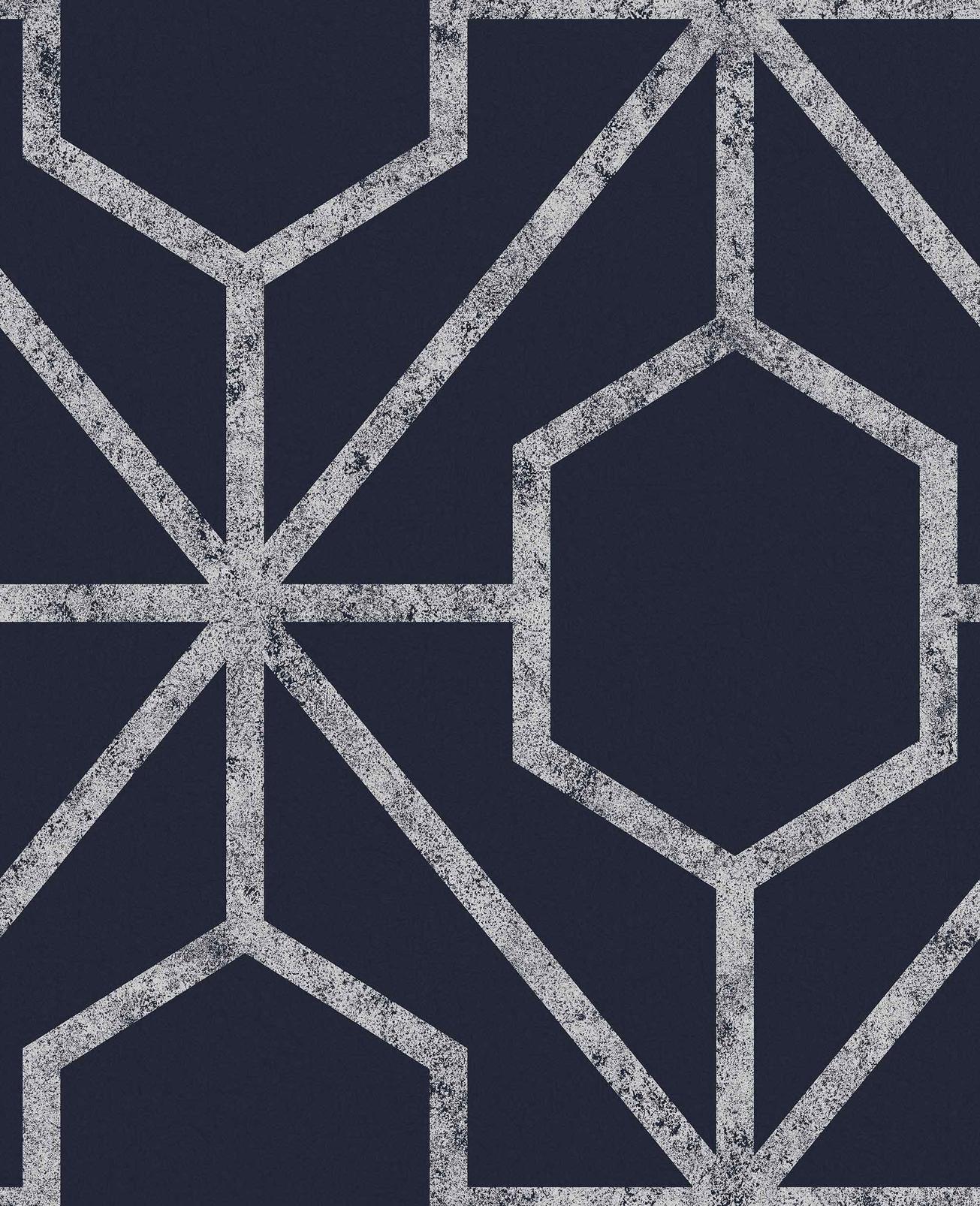 Rinku Navy & Silver Wallpaper - 112200_TILE_RINKU NAVY & SILVER_02.jpg