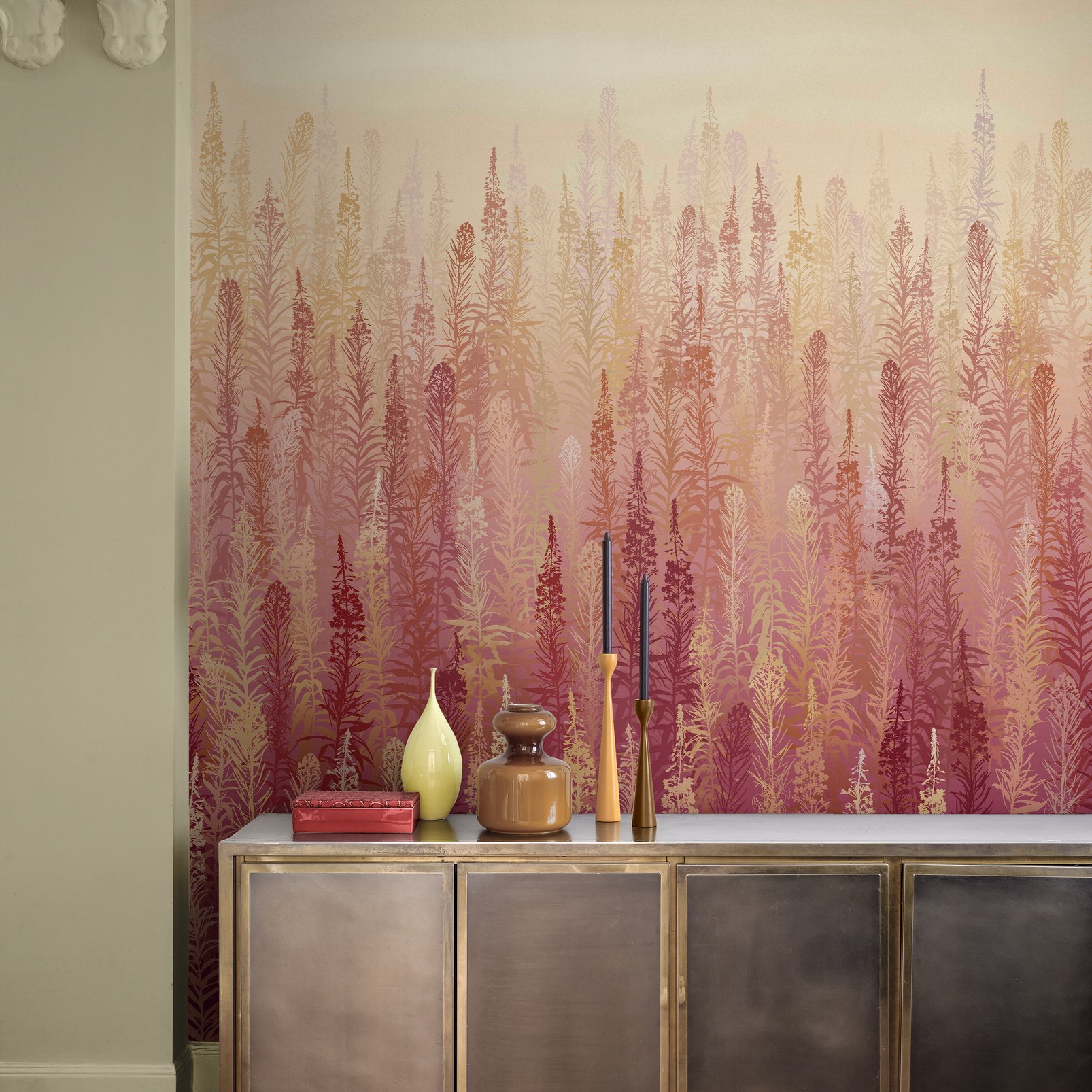 Willowherb Autumn Bespoke Mural in a Roomset