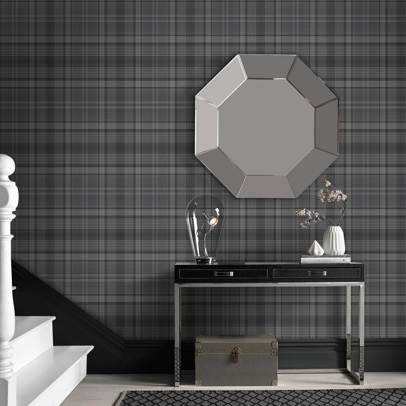 Heritage Plaid Charcoal Wallpaper - 107596_ROOMSET_01.jpg