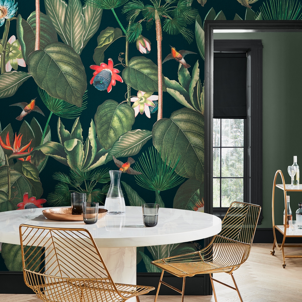 Botanique Jungle Dawn Bespoke Mural in a Roomset