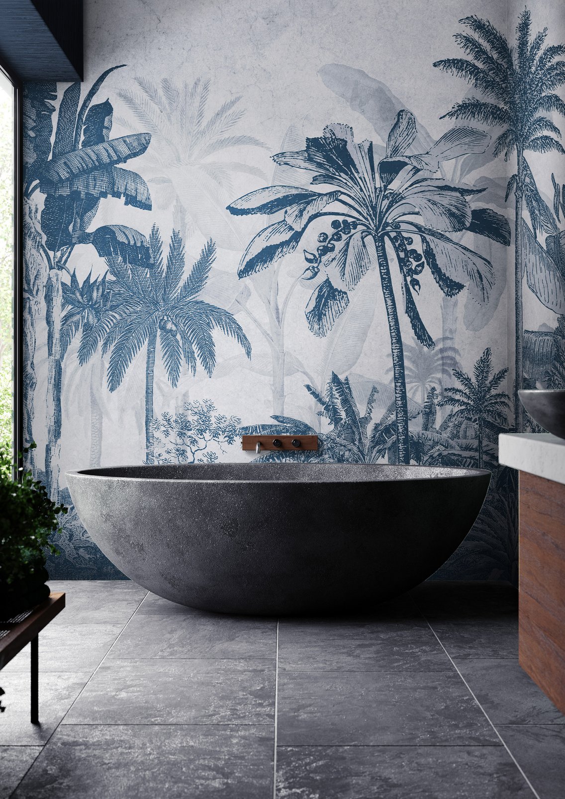 Vintage Jungle Navy Bespoke Mural - 117767_ROOMSET_01.jpg