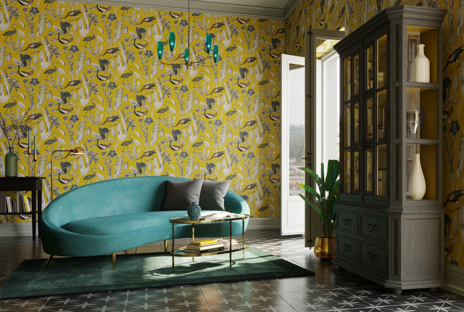 Glasshouse Mustard Wallpaper - 111720_ROOMSET_01.jpg