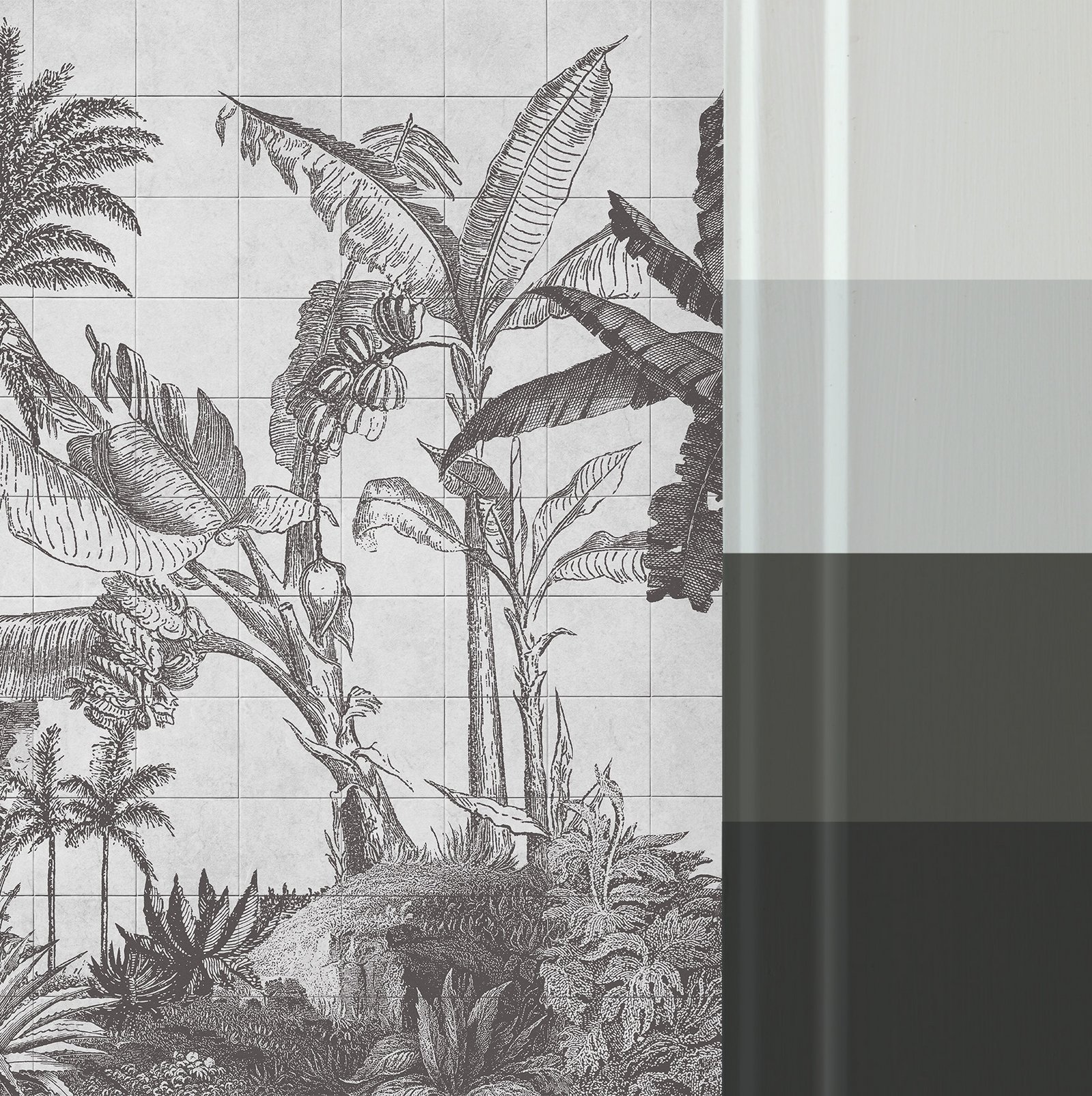 Tiled Jungle Black & White Bespoke Mural - 114332_FLATLAY_01.jpg