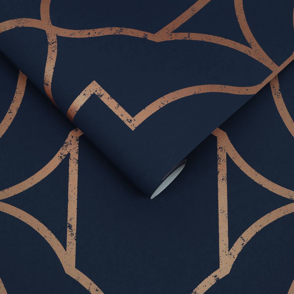 Versailles Navy Wallpaper