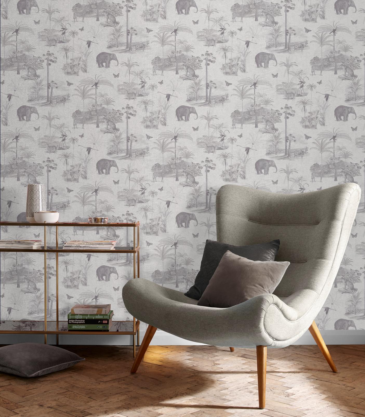 Tropique Zoo Canvas Wallpaper - 107599_ROOMSET_01.jpg