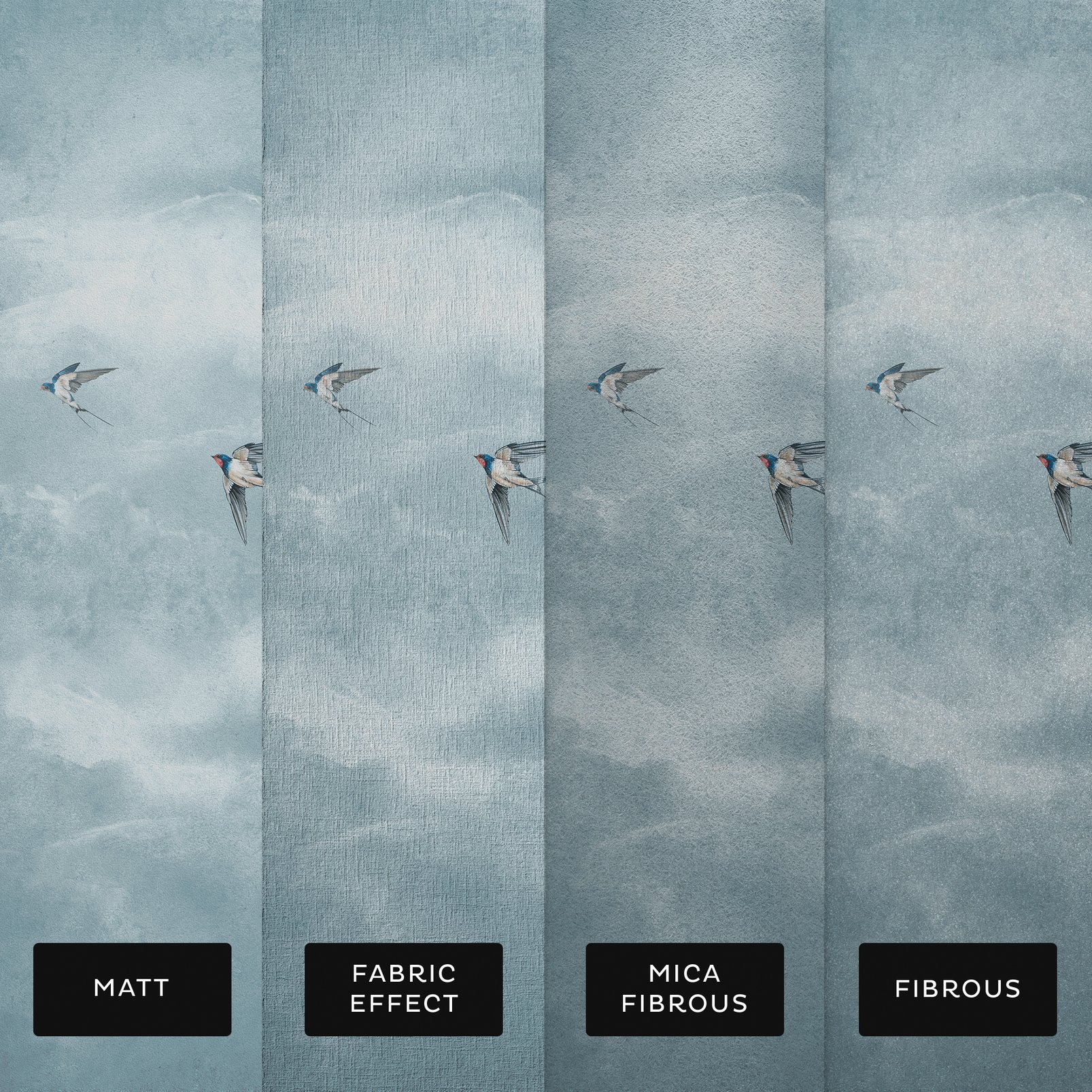 Flight of Swallows Daybreak Bespoke Mural substrate information