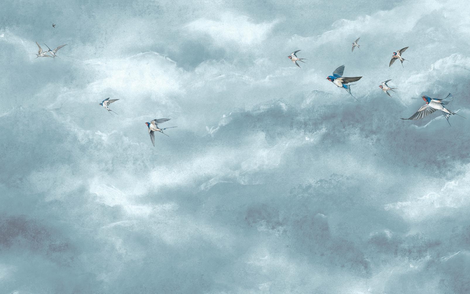 Flight of Swallows Daybreak Bespoke Mural - 117755_TILE_01.jpg
