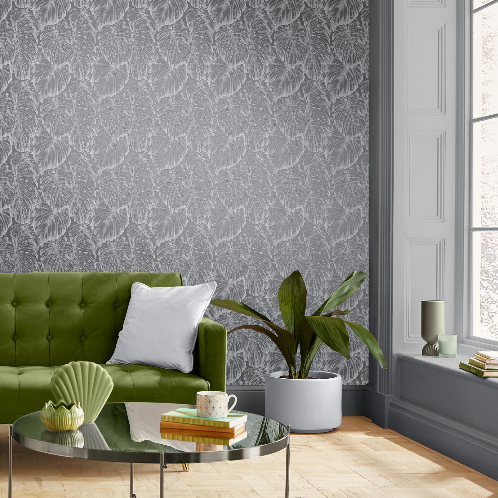 Tropical Pewter Wallpaper - 103769_ROOMSET_TROPICAL PEWTER_01.jpg