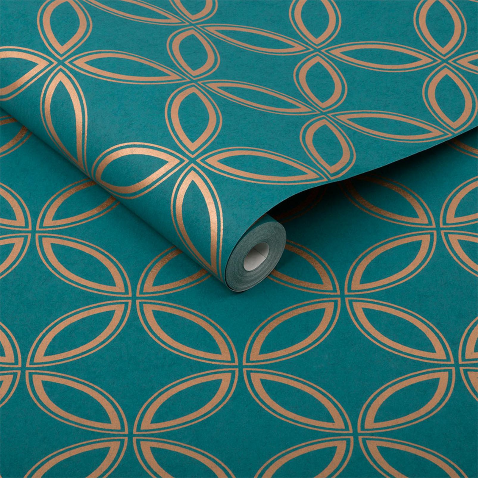 Eternity Teal and Copper Wallpaper - 104068_ROLLSHOT_ETERNITY TEALGOLD_02.jpg
