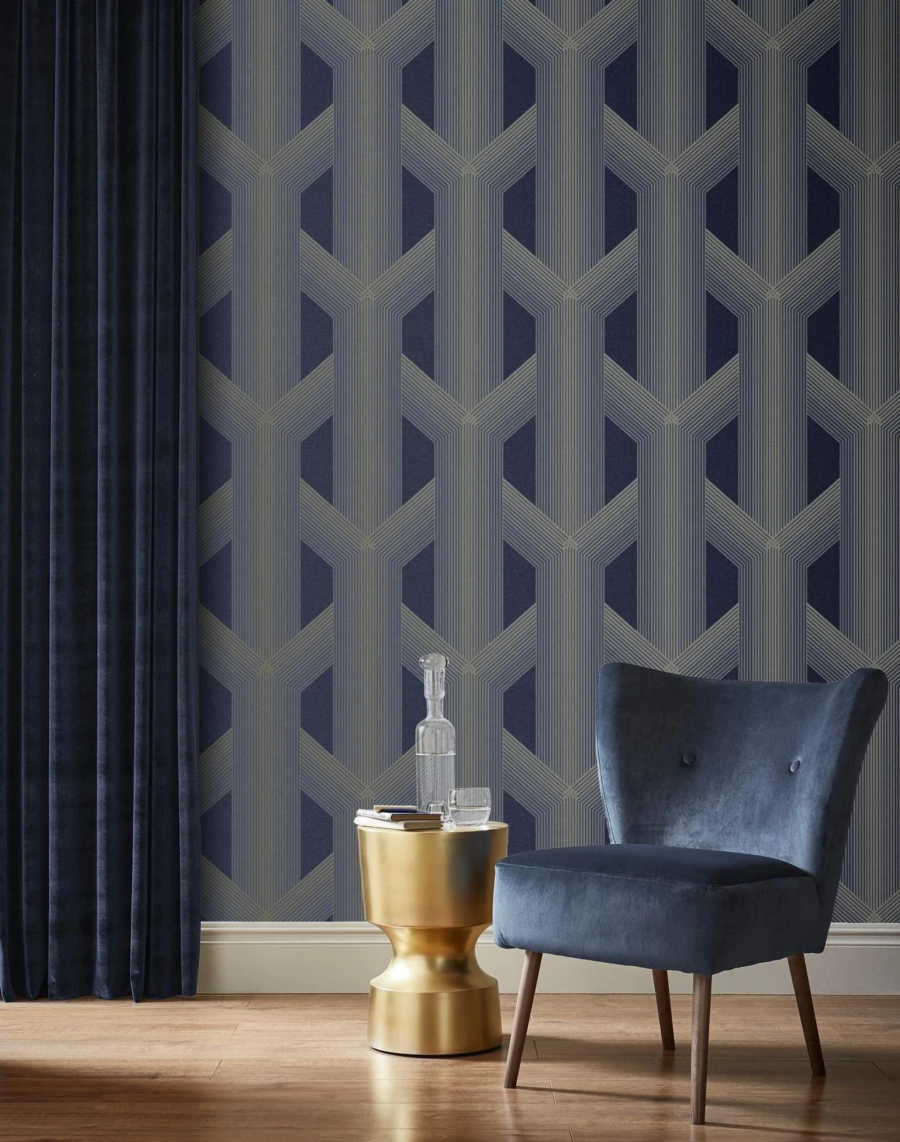 Lagom Geo Navy & Gold Wallpaper - 106762_ROOMSET_01.jpg