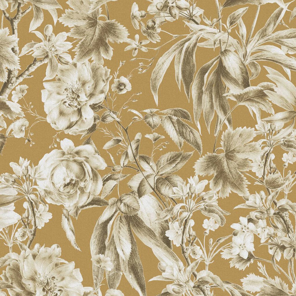 Arcane Garden Ochre Wallpaper