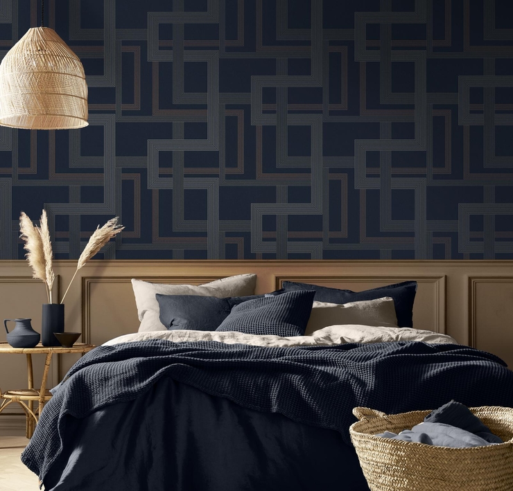 Idyll Tree Navy Wallpaper | Blue | Graham & Brown